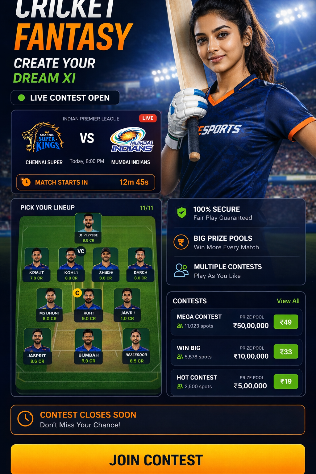 Come Cash App cricket matchday visual