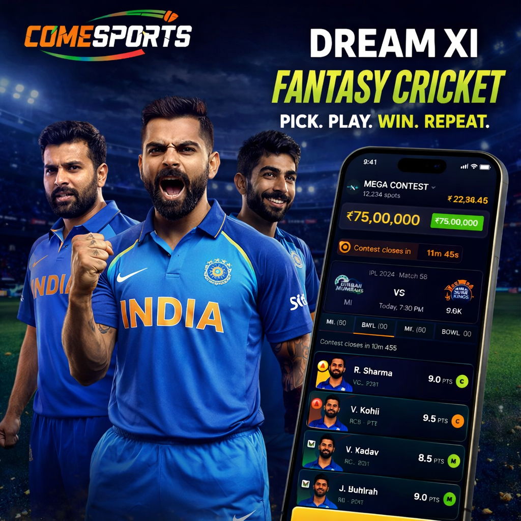 Come Cash App fantasy cricket and India team visual